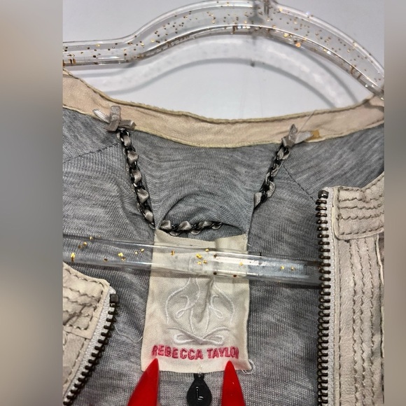 REBECCA TAYLOR FAUX FUR BOMBER JACKET BEIGE SIZE L $440 TRENDING - Picture 4 of 6